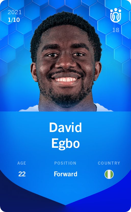 Sorare - Sorare Official - David Egbo 2021-22 • Super Rare 1/10 - NFT # 107589428091960626889490765644113335771915126821810423620450706763534902345120