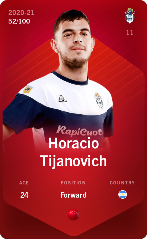 Sorare - Sorare Official - Horacio Tijanovich 2020-21 • Rare 52/100 - NFT # 108058444712552989357324344616938494319506067131902352448000395855282849360386