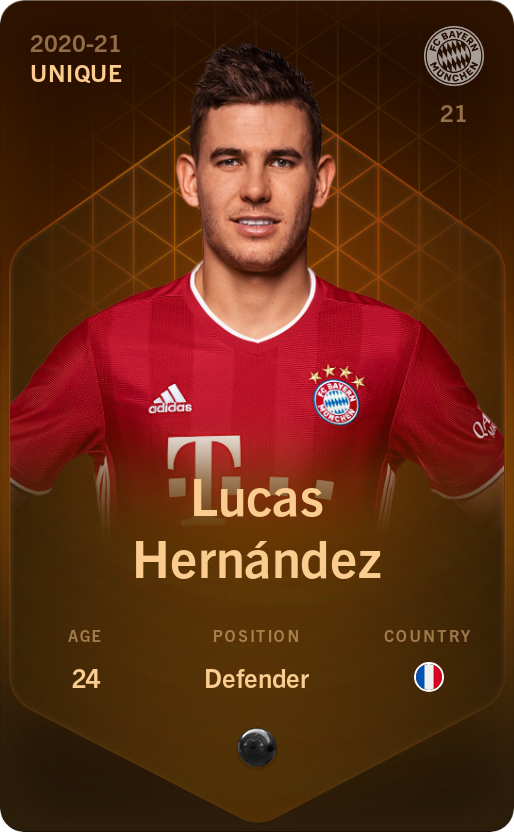 Sorare - Sorare Official - Lucas Hernández 2020-21 • Unique - NFT # 14092726362886301377499059974439754234494921652900531005191381815800352868413