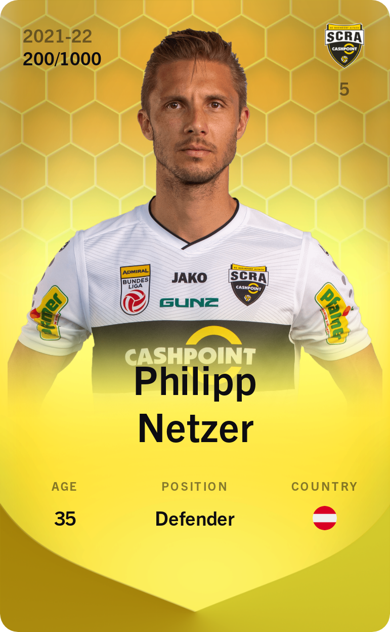 Sorare - Sorare Official - Philipp Netzer 2021-22 • Limited 200/1000 - NFT # 70179891579264163975198306510377593554707715022936485510054013867203808823357