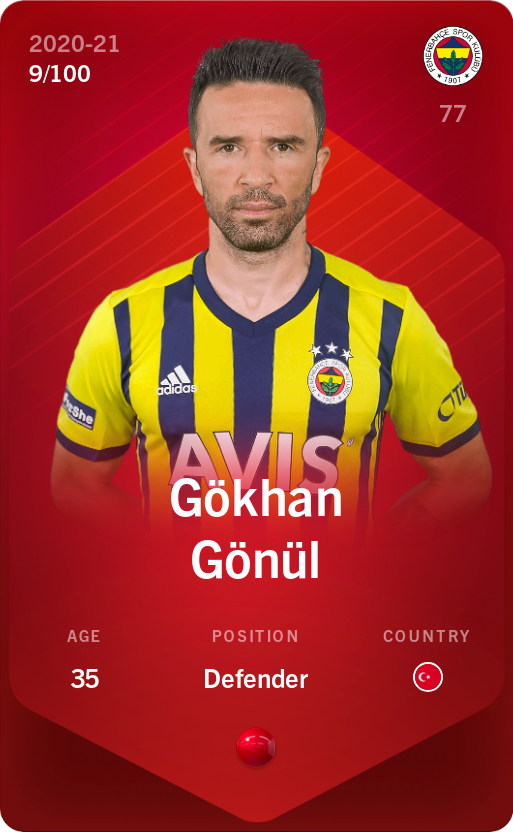 Sorare - Sorare Official - Gökhan Gönül 2020-21 • Rare 9/100 - NFT # 98103612856380269701536713862924708605302413297370438771237547977372005587084