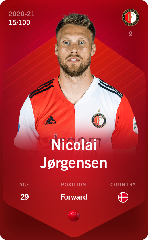 Sorare - Sorare Official - Nicolai Jørgensen 2020-21 • Rare 15/100 - NFT # 3244470835277715453503499883947261701330529264741931084352009550569159506066