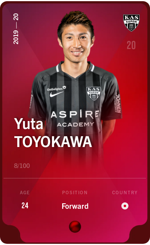 Sorare - Sorare Official - Yuta Toyokawa 2019-20 • Rare 8/100 - NFT # 98861951145398521390624916781130267795510632630653144351898004454257477407643