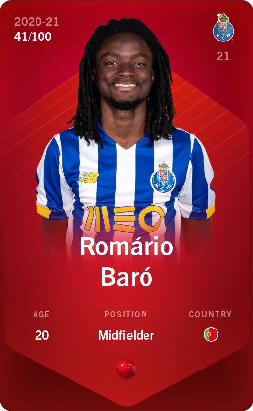 Sorare - Sorare Official - Romário Baró 2020-21 • Rare 41/100 - NFT # 94788724721006037339577424217454788080329094655406897876064193428664849017980