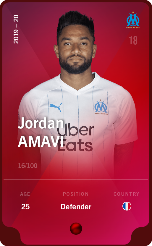 Sorare - Sorare Official - Jordan Amavi 2019-20 • Rare 16/100 - NFT # 77856981558757999587600448555560689289931171988038949282782191999614273902872