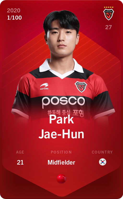 Sorare - Sorare Official - Park Jae-Hun 2020-21 • Rare 1/100 - NFT # 89984480502886089604493796871707878850693678128227538970165062871943709966043