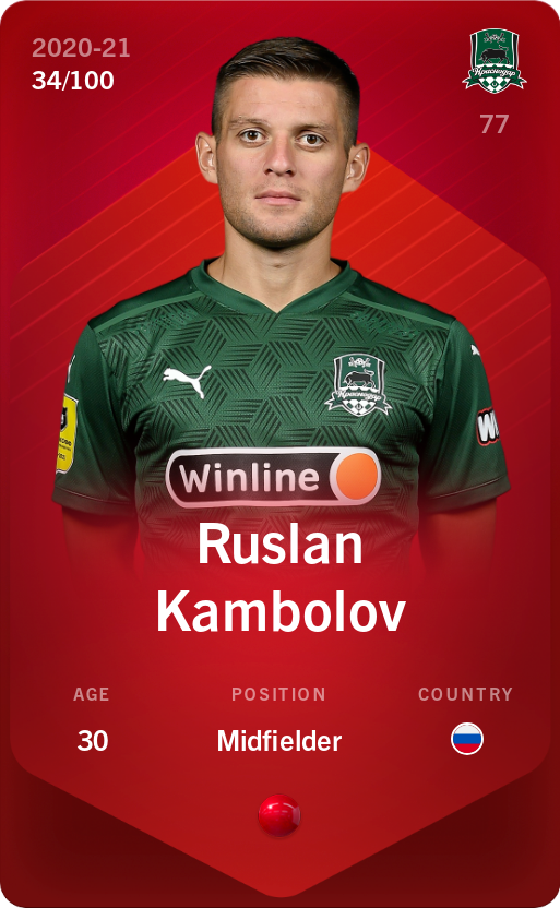 Sorare - Sorare Official - Ruslan Kambolov 2020-21 • Rare 34/100 - NFT # 75067791766341095644692607321738620145901984761273067504768885712679118130692