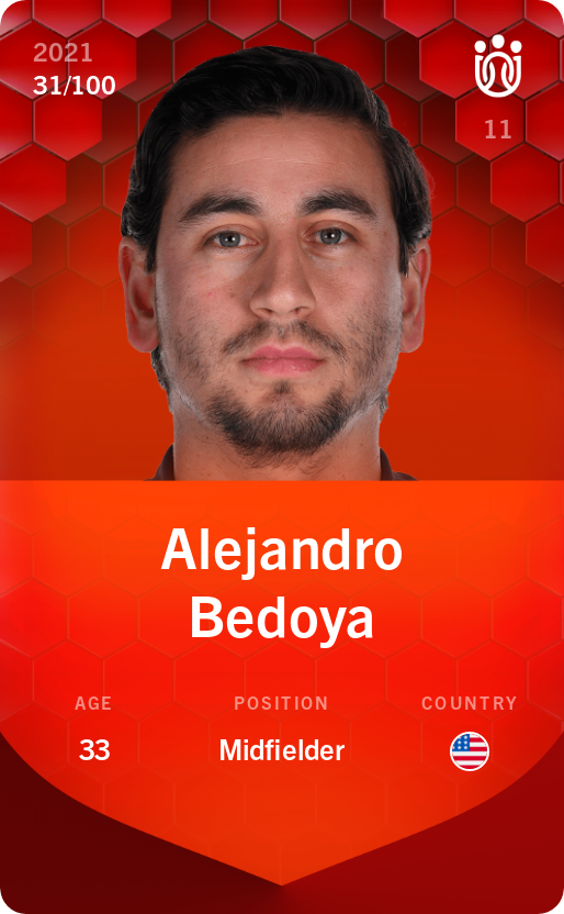 Sorare - Sorare Official - Alejandro Bedoya 2021-22 • Rare 31/100 - NFT # 50982525547829451499019410719714625992878561682889537347325653783293127739555