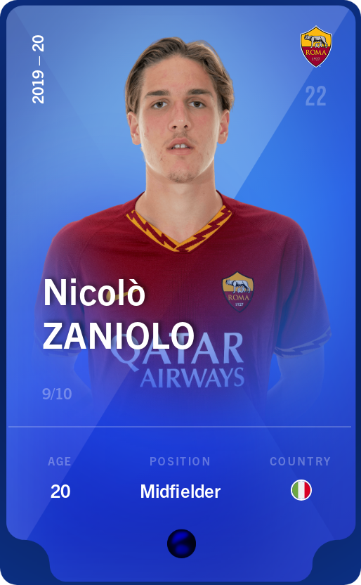 Sorare - Sorare Official - Nicolò Zaniolo 2019-20 • Super Rare 9/10 - NFT # 80111634826195543888639328141768206825815320688981183731014870998109700467080