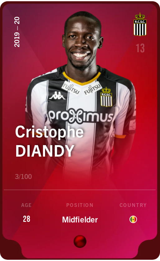 Sorare - Sorare Official - Cristophe Diandy 2019-20 • Rare 3/100 - NFT # 100000439184897867362443159683774217947918815528712943529069382563826762262789