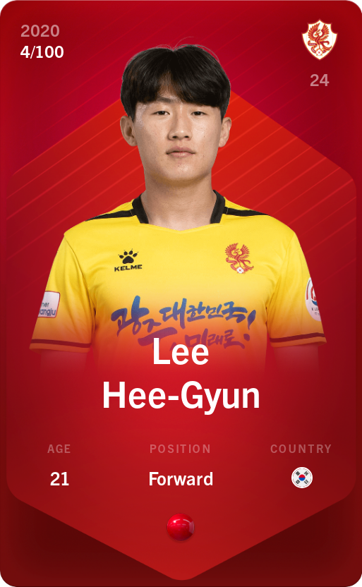 Sorare - Sorare Official - Lee Hee-Gyun 2020-21 • Rare 4/100 - NFT # 5397358633753505672290421644033774749490130632579863236752307790465277080848