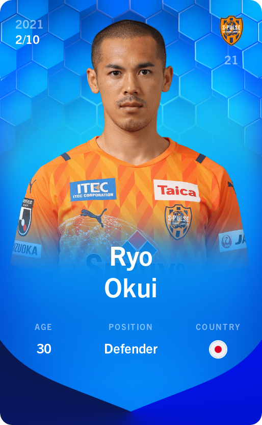 Sorare - Sorare Official - Ryo Okui 2021-22 • Super Rare 2/10 - NFT # 48374661753864600420218430560332002235791629313960752925625336060325598653272