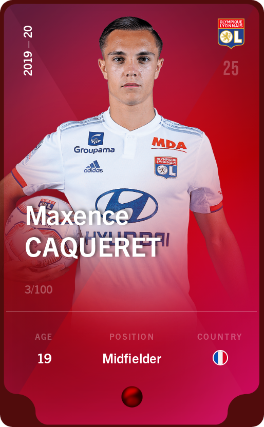 Sorare - Sorare Official - Maxence Caqueret 2019-20 • Rare 3/100 - NFT # 6656643784525111542488801775251186012846090477648969360368867602430857464308