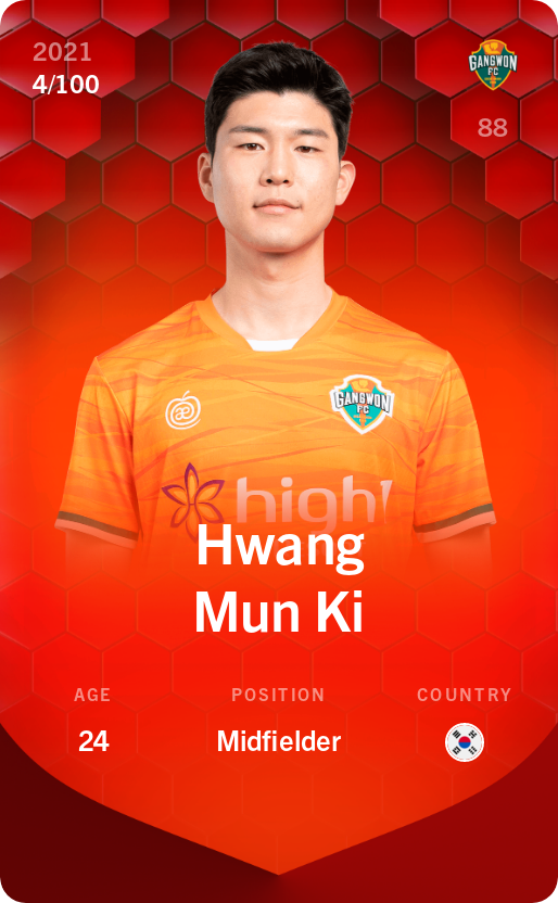 Sorare - Sorare Official - Hwang Mun Ki 2021-22 • Rare 4/100 - NFT # 45365154766507924030985053428317290703188079620427054830591887567645337164574