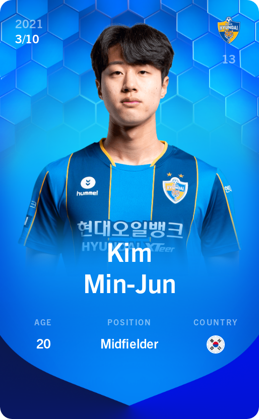 Sorare - Sorare Official - Kim Min-Jun 2021-22 • Super Rare 3/10 - NFT # 44526347754581533182230410573346219395270224498456327164460983285116780461647