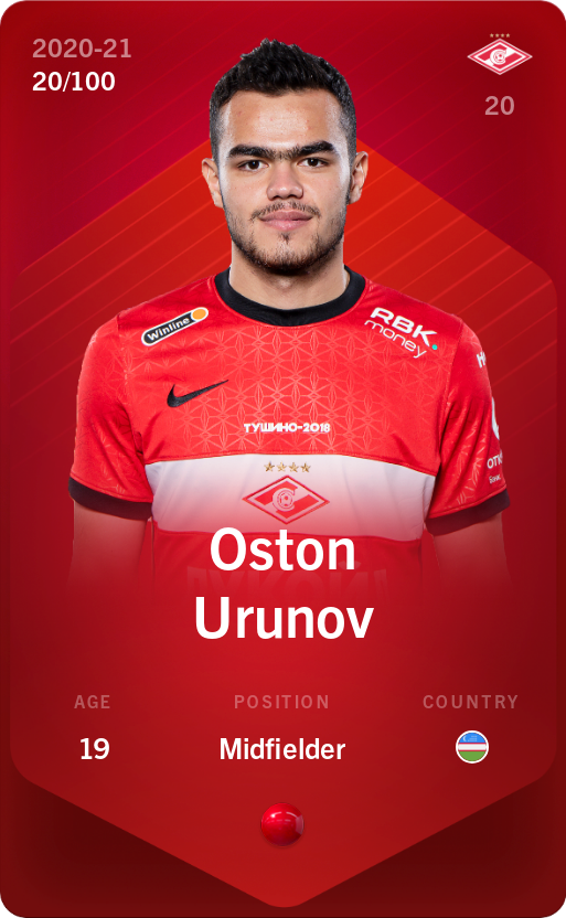 Sorare - Sorare Official - Oston Urunov 2020-21 • Rare 20/100 - NFT # 104418054524919274188444965141239175576815932628930740234875882537532457649720