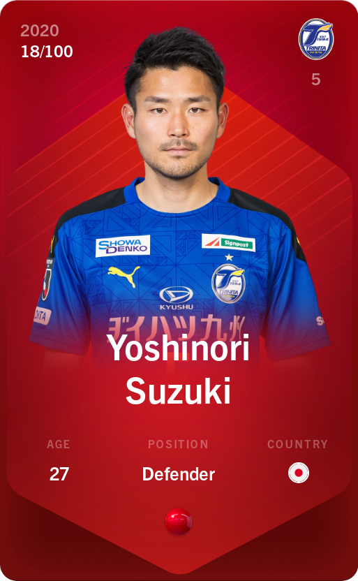 Sorare - Sorare Official - Yoshinori Suzuki 2020-21 • Rare 18/100 - NFT # 67156653460232398685736018523019060095002664219631889553050456252208857006830