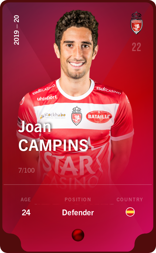 Sorare - Sorare Official - Joan Campins 2019-20 • Rare 7/100 - NFT # 91392288528508433939180689815916116511726960993354679732534633454341995898722