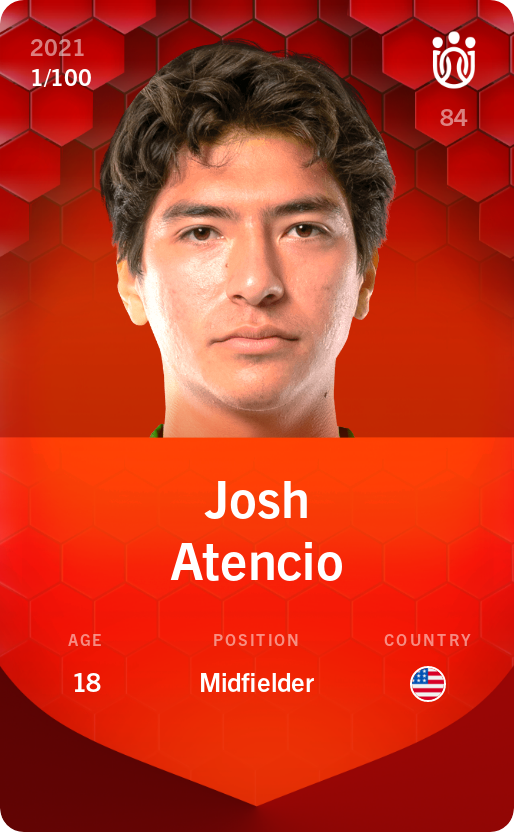 Sorare - Sorare Official - Josh Atencio 2021-22 • Rare 1/100 - NFT # 42948617353425166626110088549000978043186911152880280788470574094852937179503