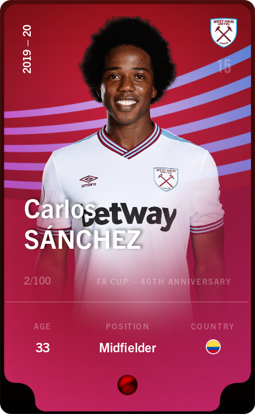 Sorare - Sorare Official - Carlos Sánchez 2019-20 • Rare 2/100 - NFT # 23621679228802151615793184195475029506404679485972355521554700483442546920209