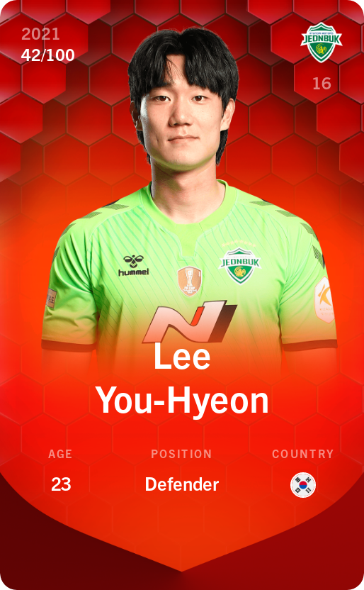 Sorare - Sorare Official - Lee You-Hyeon 2021-22 • Rare 42/100 - NFT # 84600407753278623373170995763639877861647087446431829727255357788463836759322
