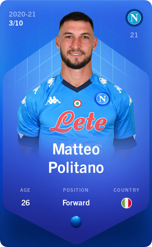 Sorare - Sorare Official - Matteo Politano 2020-21 • Super Rare 3/10 - NFT # 69080329241199886057142477628175445457959070374992941493975839988615616488831