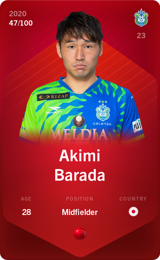 Sorare - Sorare Official - Akimi Barada 2020-21 • Rare 47/100 - NFT # 46814449145885932762237572218096828934399524934587525414848033605368794030739