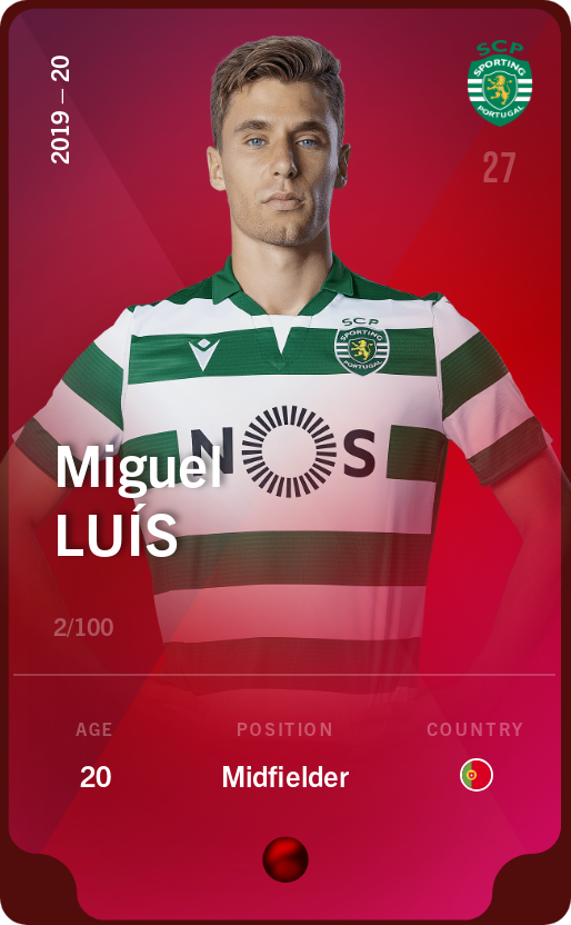 Sorare - Sorare Official - Miguel Luís 2019-20 • Rare 2/100 - NFT # 19353345222410850007517444866182908353951094488775714117975121755257319341438