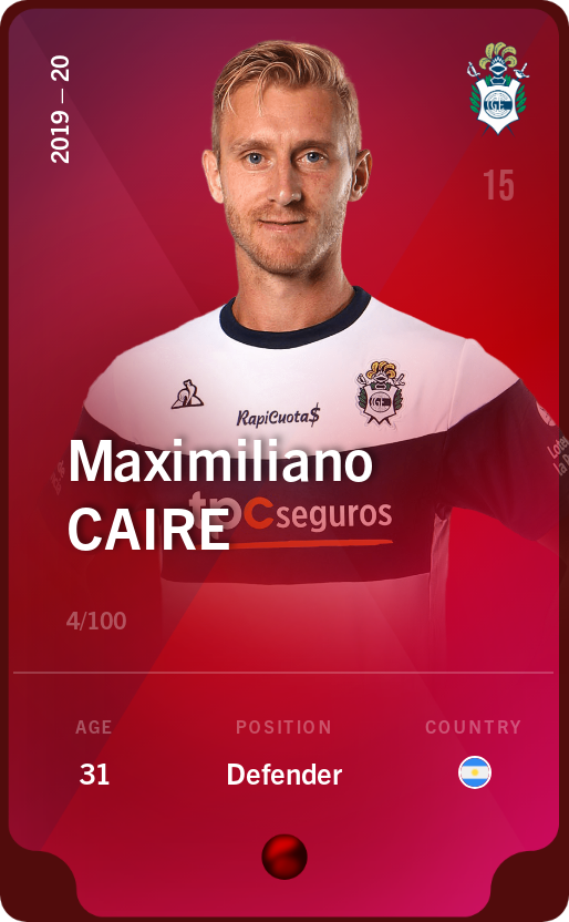 Sorare - Sorare Official - Maximiliano Caire 2019-20 • Rare 4/100 - NFT # 9012246830262952068839428296045646742383747385161743179750053798793884123654