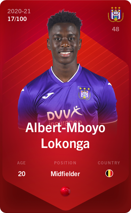 Sorare - Sorare Official - Albert-Mboyo Lokonga 2020-21 • Rare 17/100 - NFT # 60781144510643685975637228497417043432483344268972580714425025204721790300918