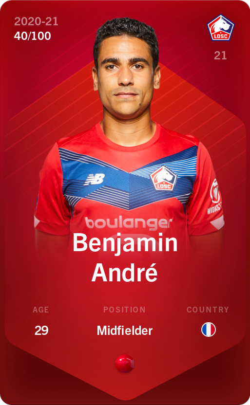 Sorare - Sorare Official - Benjamin André 2020-21 • Rare 40/100 - NFT # 108109663397035912437261478642151931879346489954508600461871728435245612108289