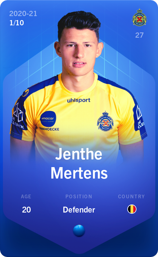Sorare - Sorare Official - Jenthe Mertens 2020-21 • Super Rare 1/10 - NFT # 92526551319521471865327557532389978614362108734666285017760316784455122931594