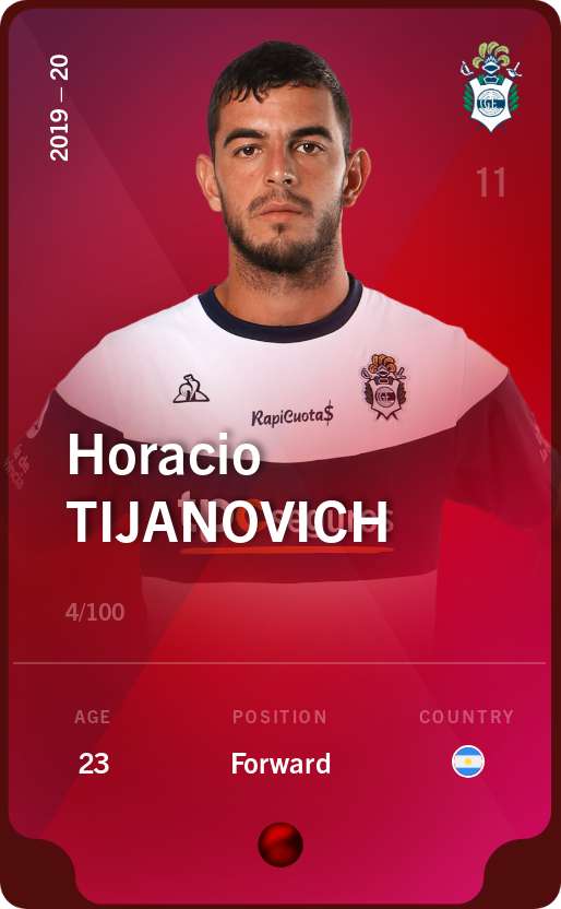 Sorare - Sorare Official - Horacio Tijanovich 2019-20 • Rare 4/100 - NFT # 49883180371685461660034236506141451283723288846408406421240714101218040653143
