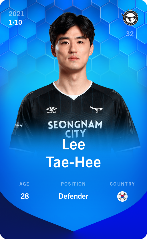 Sorare - Sorare Official - Lee Tae-Hee 2021-22 • Super Rare 1/10 - NFT # 2227506266115539792940580714016247015712511730143544065866307792431152703355