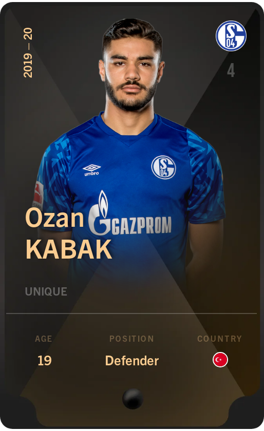 Sorare - Sorare Official - Ozan Kabak 2019-20 • Unique - NFT # 18405192188727180006778606177913419679768241365621281380575889775525084676467