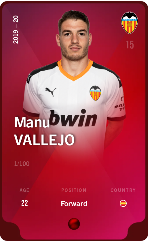 Sorare - Sorare Official - Manu Vallejo 2019-20 • Rare 1/100 - NFT # 68959816086748835032120982344447410226947583436814386954645376143982172947402