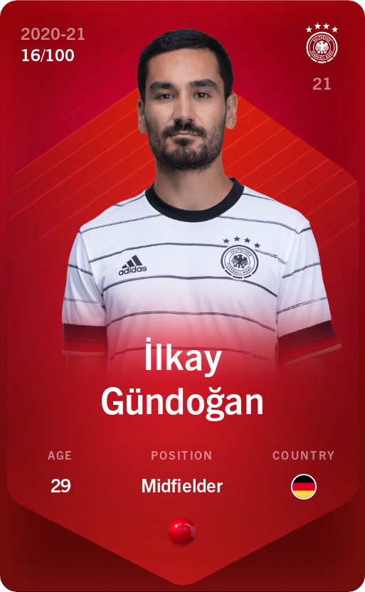 Sorare - Sorare Official - İlkay Gündoğan 2020-21 • Rare 16/100 - NFT # 7576913041125597191152123567970981814831684182370637157218100129648274302019
