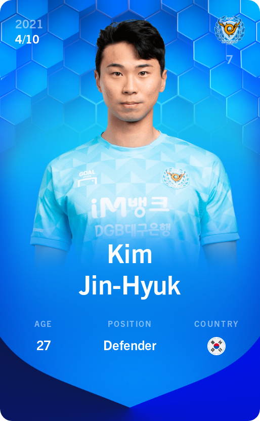 Sorare - Sorare Official - Kim Jin-Hyuk 2021-22 • Super Rare 4/10 - NFT # 65121118130855665224443181503838595457480156849835883271494540596081116225135