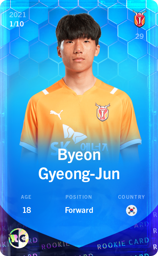 Sorare - Sorare Official - Byeon Gyeong-Jun 2021-22 • Super Rare 1/10 - NFT # 75440591184230984109934796123831757346539223471299845435777364235298533082875