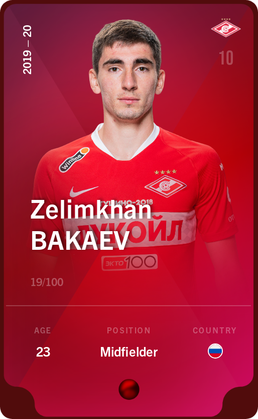 Sorare - Sorare Official - Zelimkhan Bakaev 2019-20 • Rare 19/100 - NFT # 90981765736126602543725573488380069412786761799792195381803132725581813230709