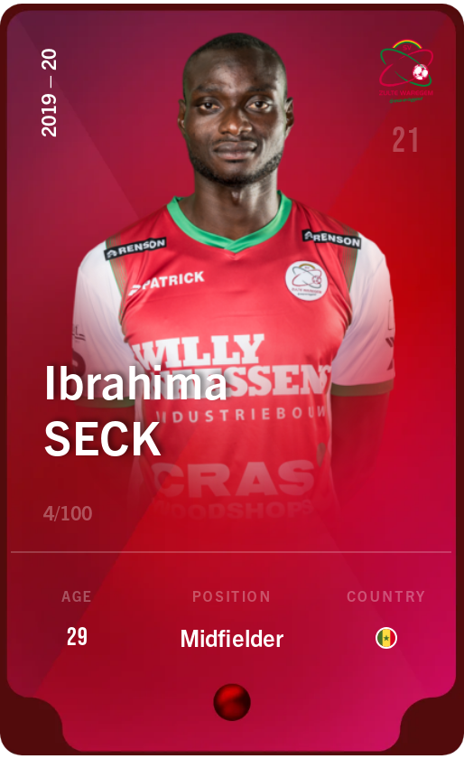 Sorare - Sorare Official - Ibrahima Seck 2019-20 • Rare 4/100 - NFT # 19102077111276292492508494822945904168987274194225439395145972312059141368909