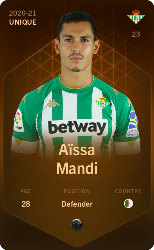 Sorare - Sorare Official - Aïssa Mandi 2020-21 • Unique - NFT # 40933959417932058570286190332408896982280173125499772096875103838865513083932