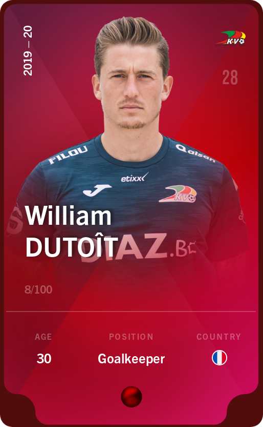 Sorare - Sorare Official - William Dutoît 2019-20 • Rare 8/100 - NFT # 88249957854768733096420656307564207123536887031960038737775706237791744002001