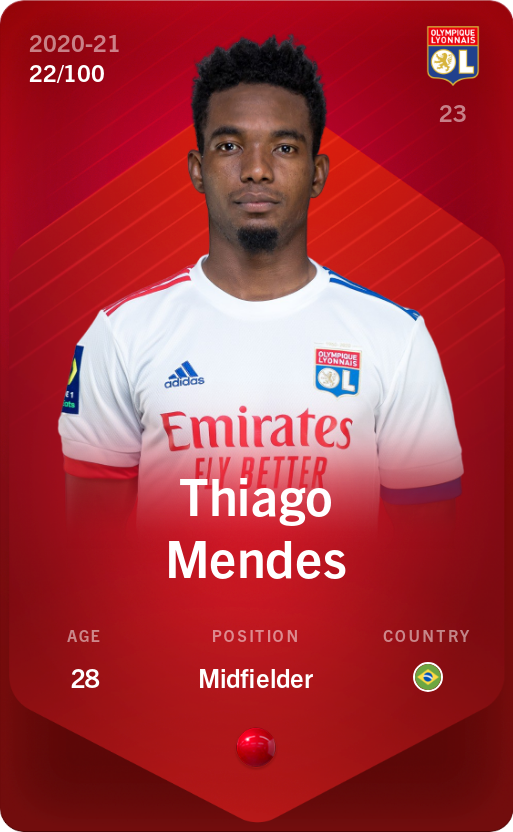 Sorare - Sorare Official - Thiago Mendes 2020-21 • Rare 22/100 - NFT # 113953358352903243287670966677479538407819624873004879106674270463932219687834