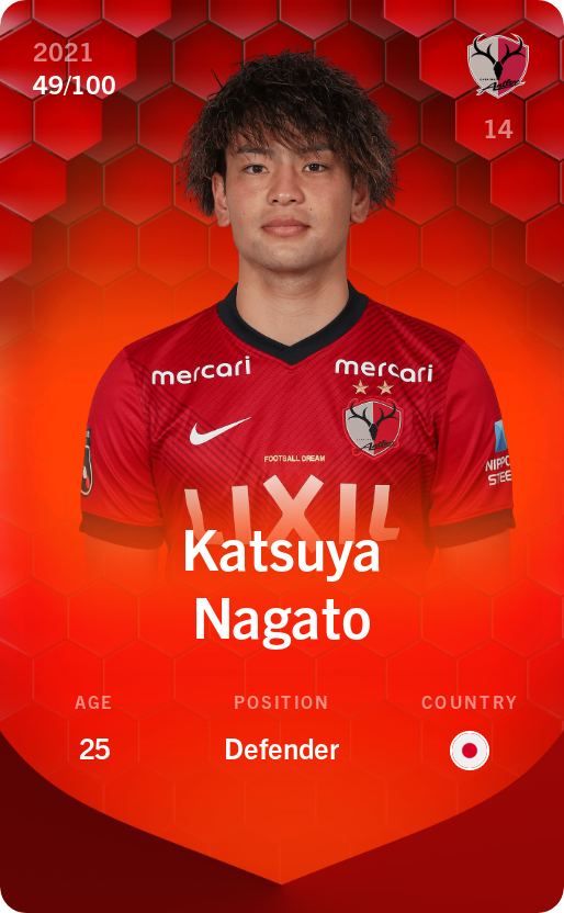 Sorare - Sorare Official - Katsuya Nagato 2021-22 • Rare 49/100 - NFT # 64645176180429972902121626932296140255517198854176792457288574338304183593233