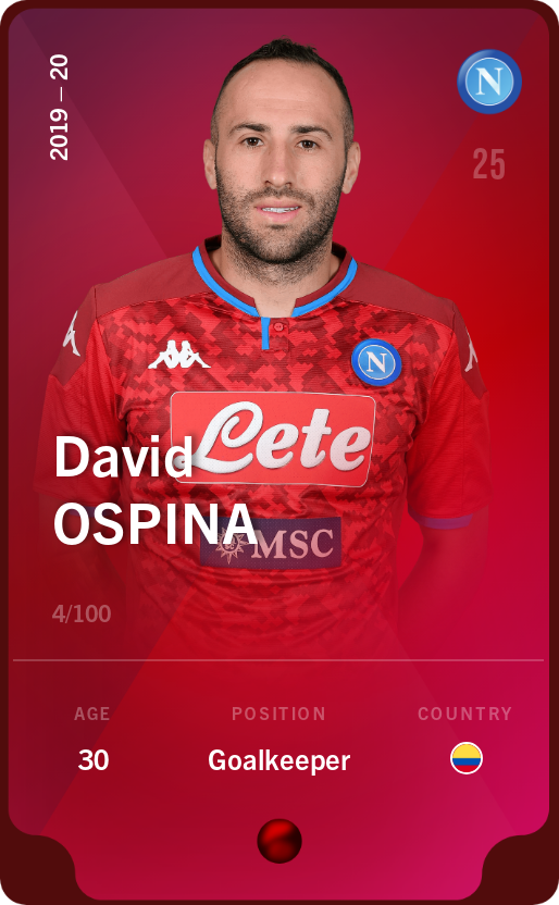 Sorare - Sorare Official - David Ospina 2019-20 • Rare 4/100 - NFT # 52384229566098924819969665407628309902538785079201395717709036724116439625534