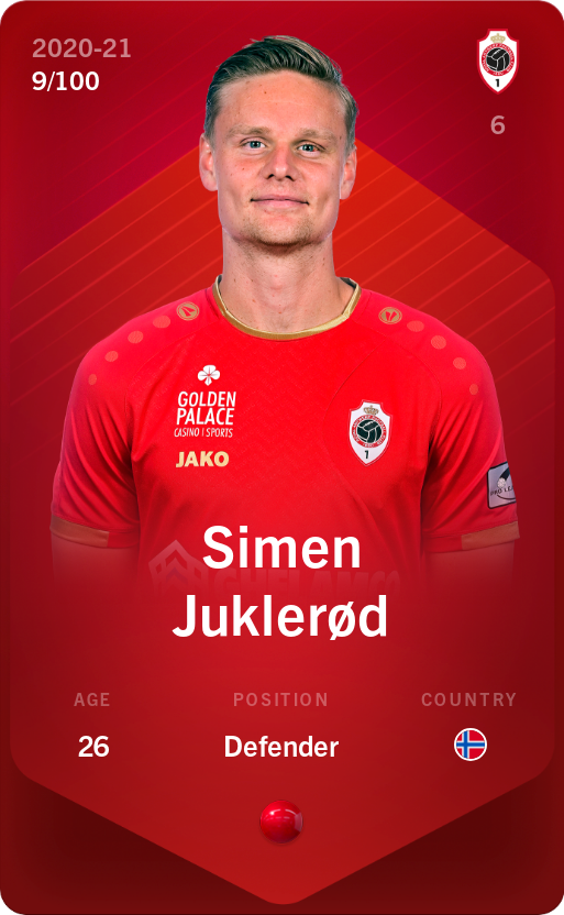 Sorare - Sorare Official - Simen Juklerød 2020-21 • Rare 9/100 - NFT # 29798932126317486091824574797019485055338595131829795836426906452434429038792