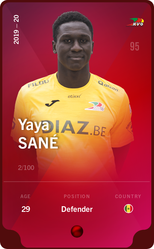 Sorare - Sorare Official - Yaya Sané 2019-20 • Rare 2/100 - NFT # 37533447588706520750182845763160920445521072873419128018050305323488688995065