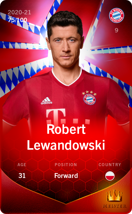 Sorare - Sorare Official - Robert Lewandowski 2020-21 • Rare 75/100 - NFT # 4971936434314083028291710975397836306294927285939196756695871513645424760897