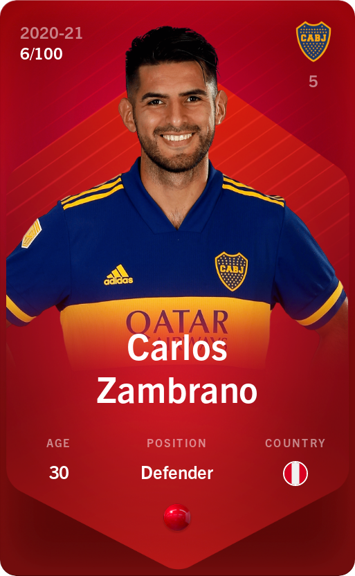 Sorare - Sorare Official - Carlos Zambrano 2020-21 • Rare 6/100 - NFT # 58818139416868783148562657247268282999105314280725282282892257375991056325018
